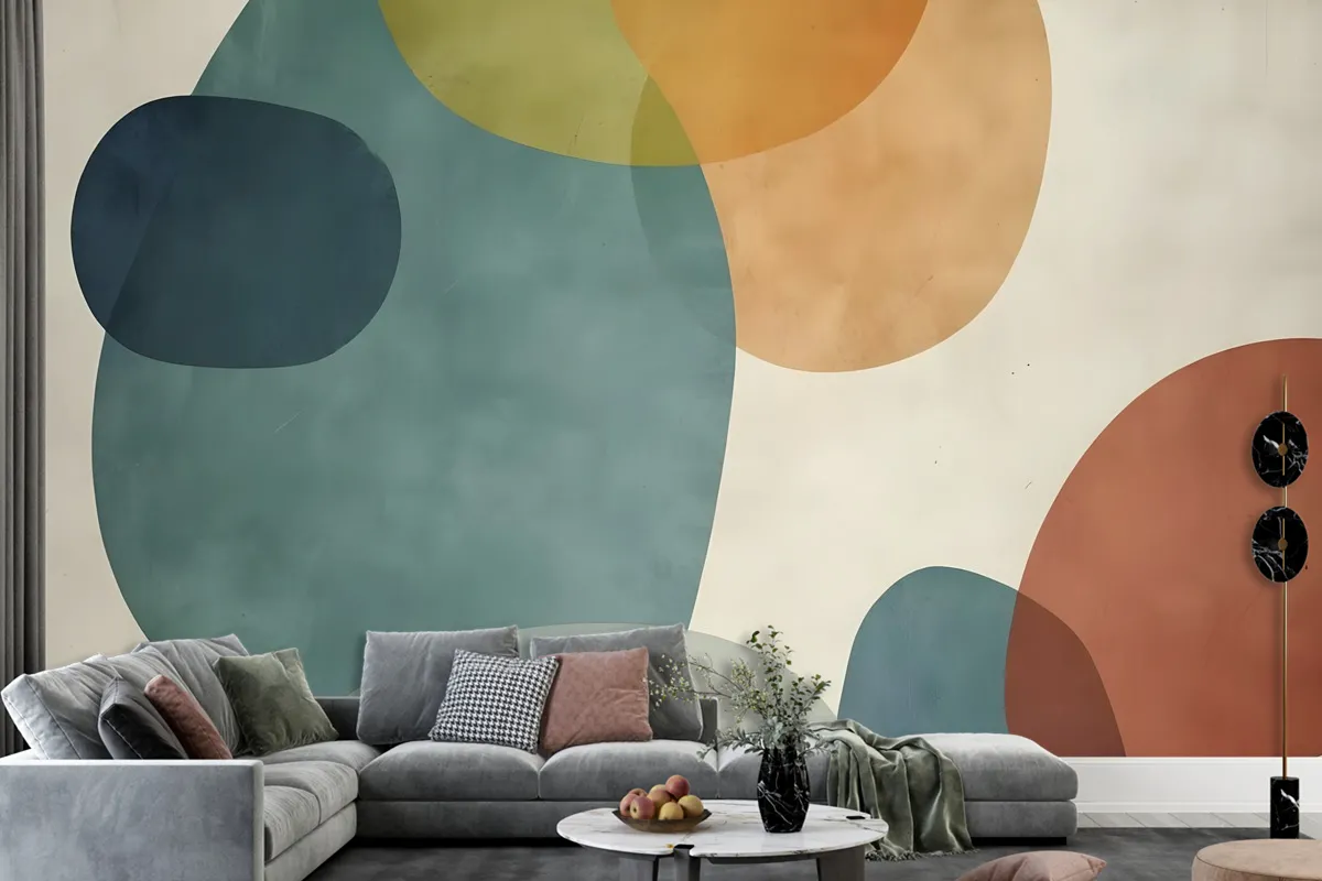 Abstract Geometric Shapes Paintbrush Art Wallpaper Mural