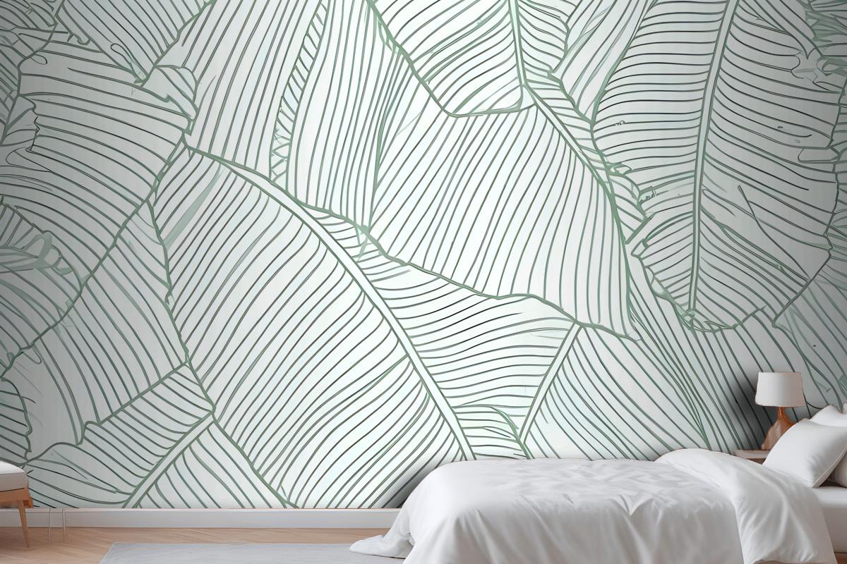 Abstract Lines Palm Leaves Wallpaper Mural