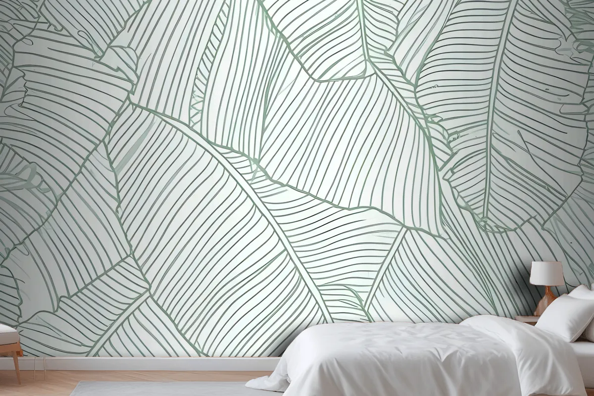 Abstract Lines Palm Leaves Wallpaper Mural