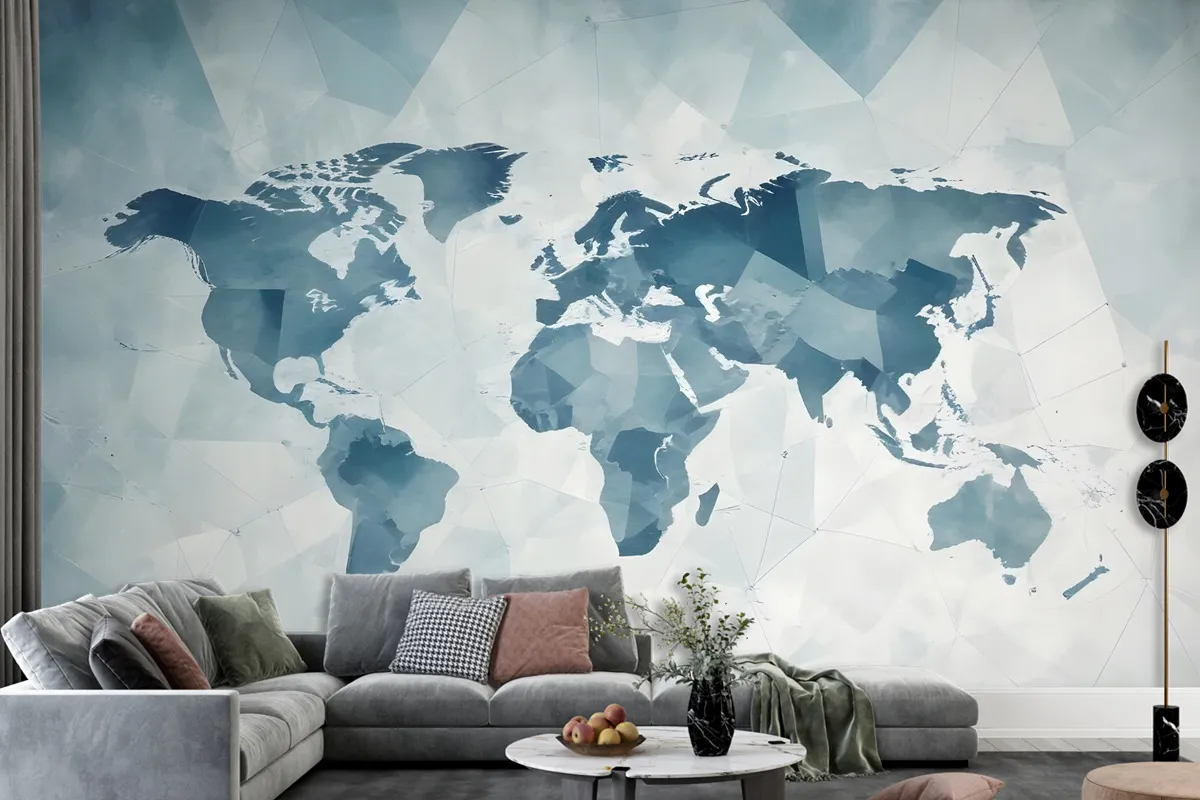 Abstract Map With Geometric Line Wallpaper Mural