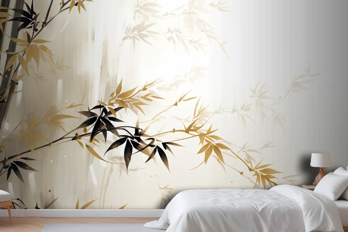 Abstract Oil Painting Technique Flowers Leaves Wallpaper Mural