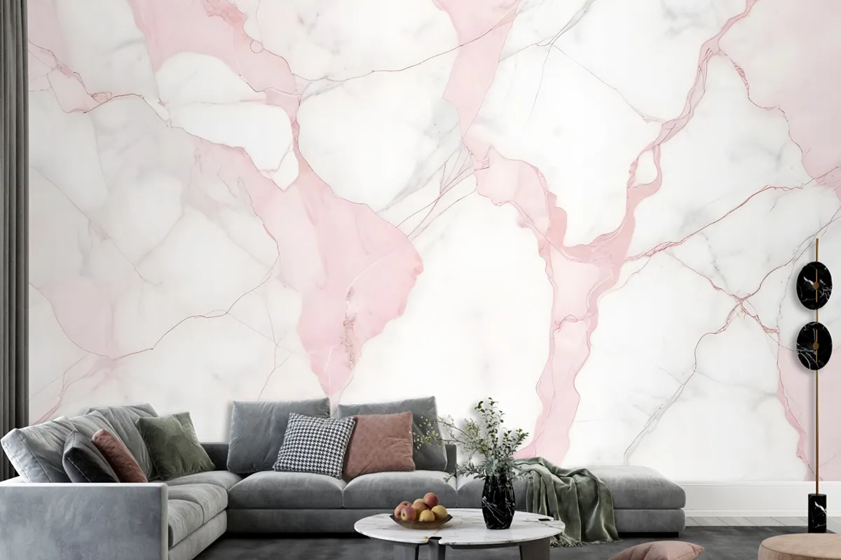 Abstract Pink Marble Stone Art Wallpaper Mural