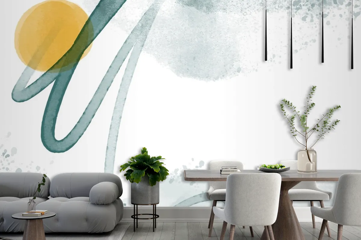 Abstract Watercolor Background Dining Room Wallpaper Mural