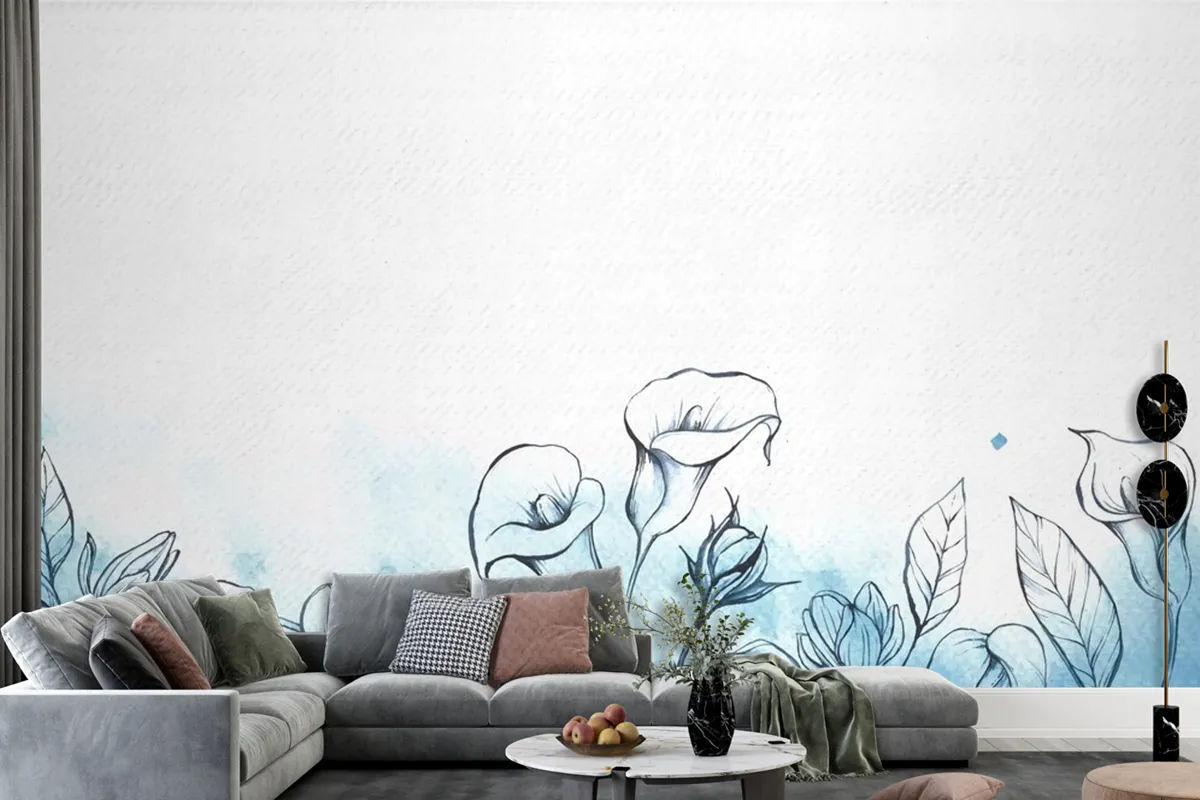 Abstract Watercolor Floral Background Wallpaper Mural