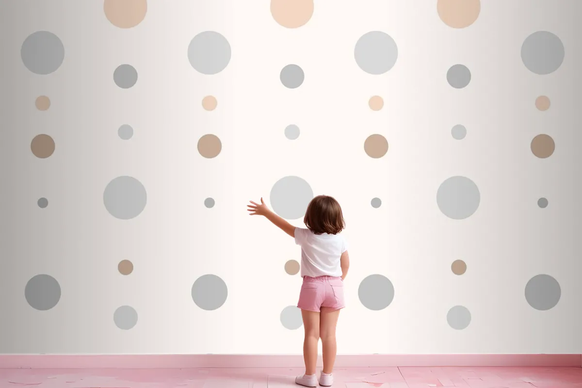 Aesthetic Polka Dot Pattern In Cream Wallpaper Mural