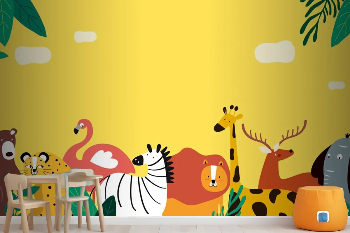 Animals Theme Template Vector Wallpaper Mural