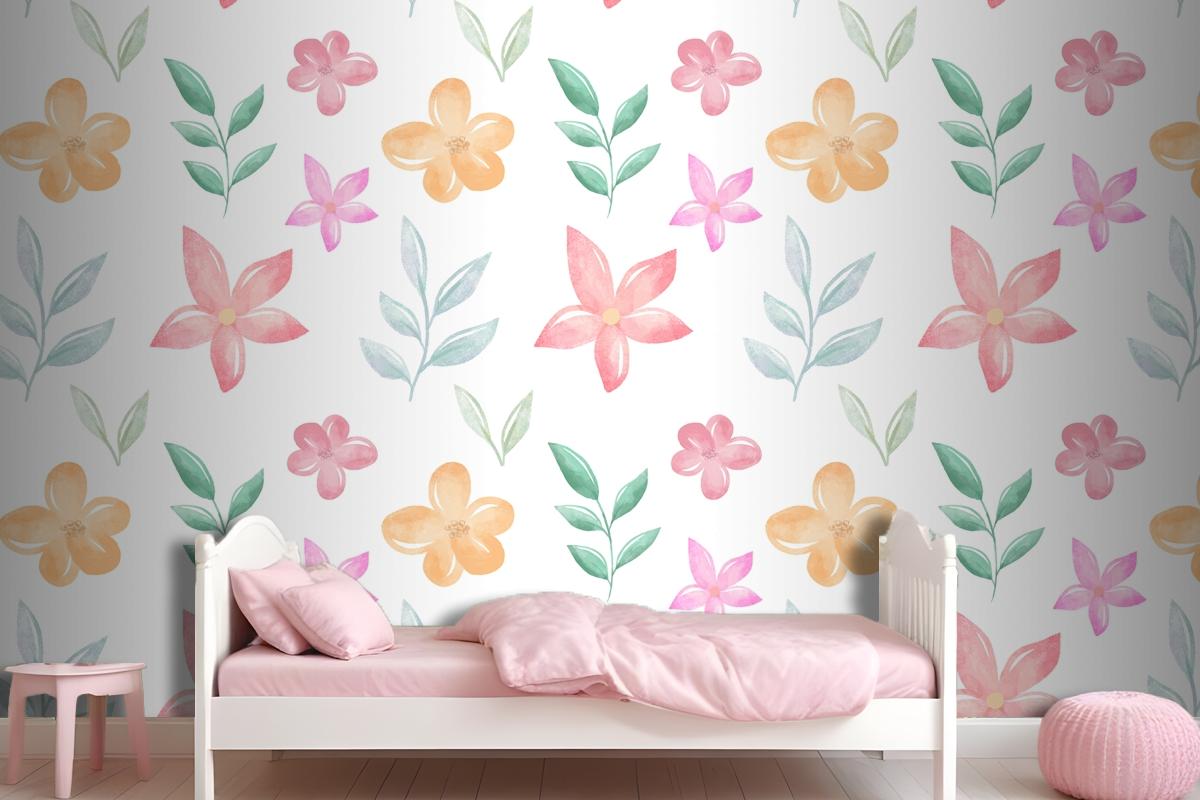 Background Floral Watercolor With Soft Colors Wallpaper Mural