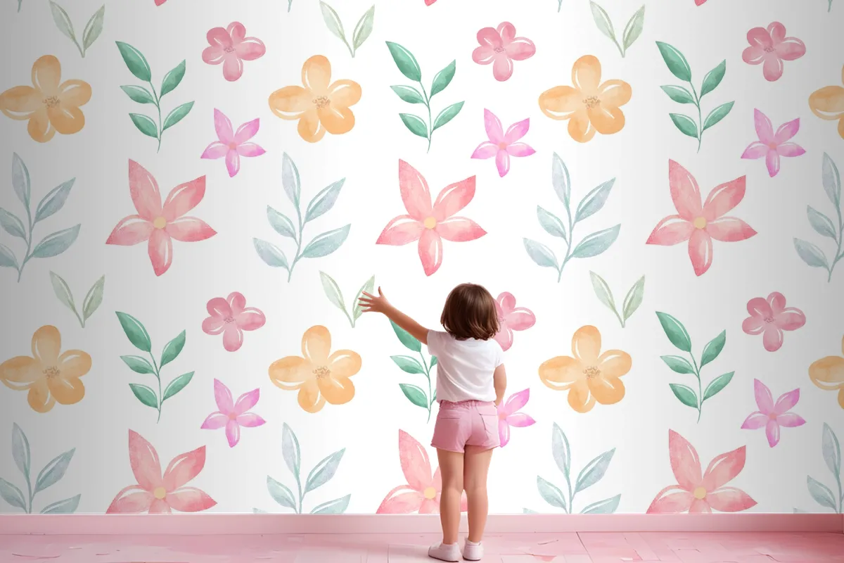 Background Floral Watercolor With Soft Colors Wallpaper Mural