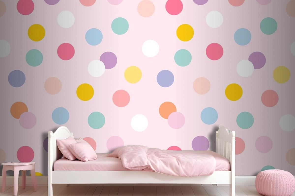 Background Seamless Pattern With Cute Pastel Polka Dots Wallpaper Mural