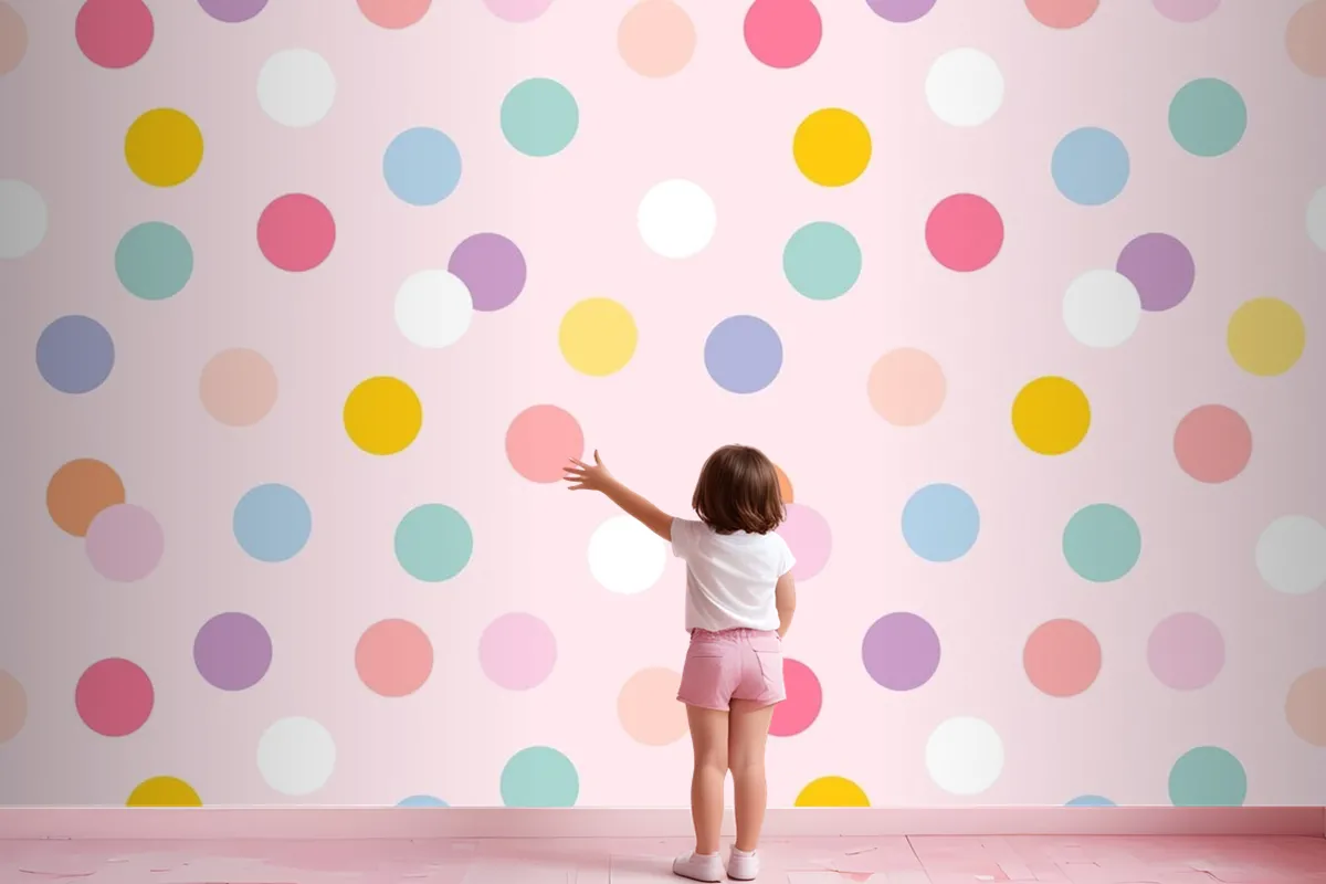 Background Seamless Pattern With Cute Pastel Polka Dots Wallpaper Mural