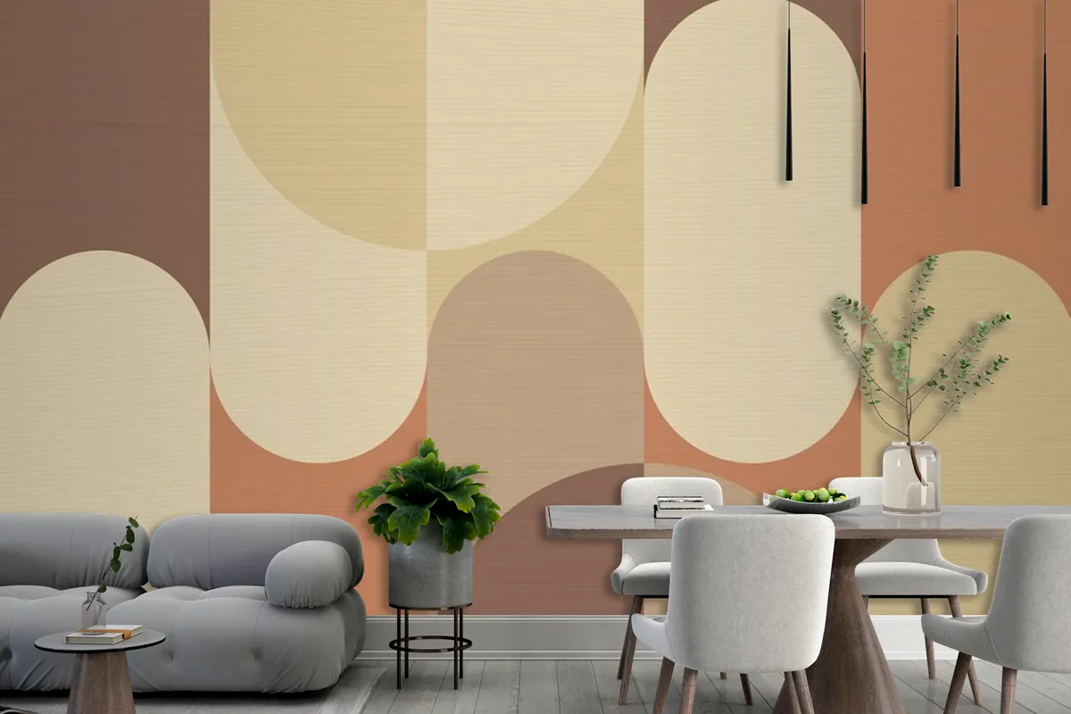 Bauhaus Background Brown Earth Tone Wallpaper Mural