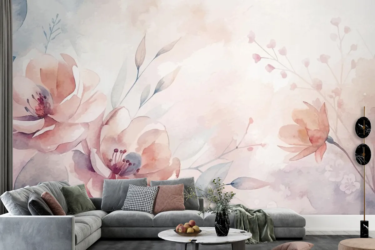 Beautiful Watercolor Flower Background Wallpaper Mural