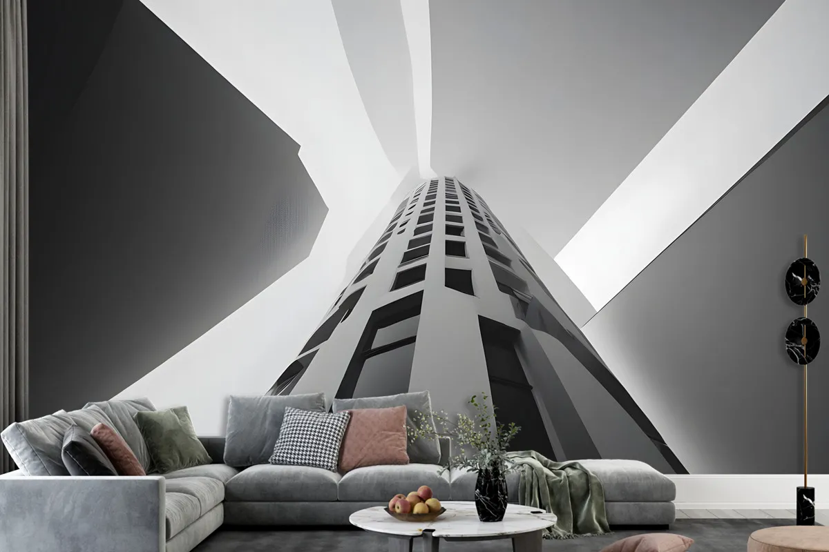 Black And White Architectural Firstperson Perspective Wallpaper Mural