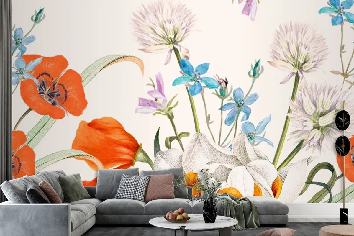 Blooming Spring Floral Pattern Wallpaper Mural