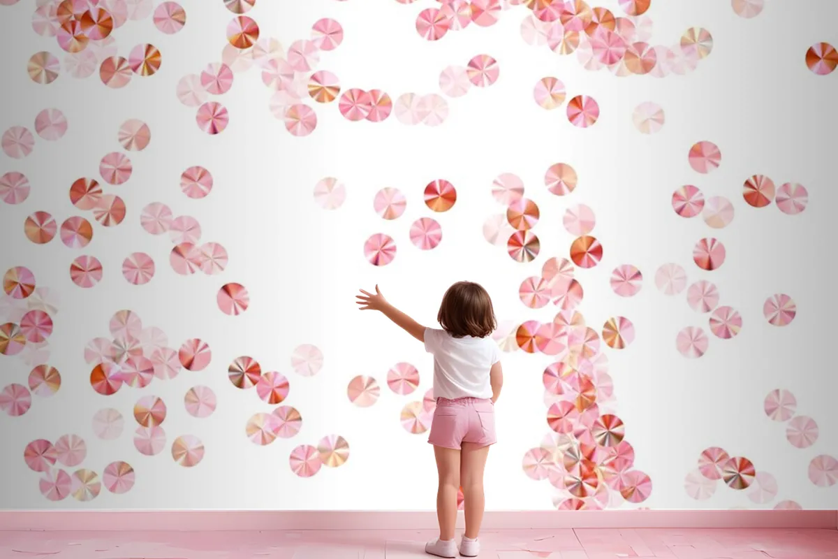 Blush Pink Beads Confetti Scatter Vector Composition Rhythmic Wallpaper Mural