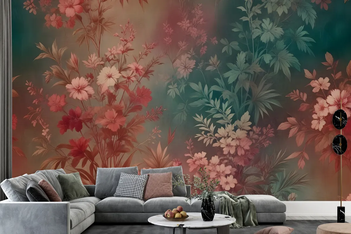 Chinoiserie Vintage Plants Wallpaper Mural