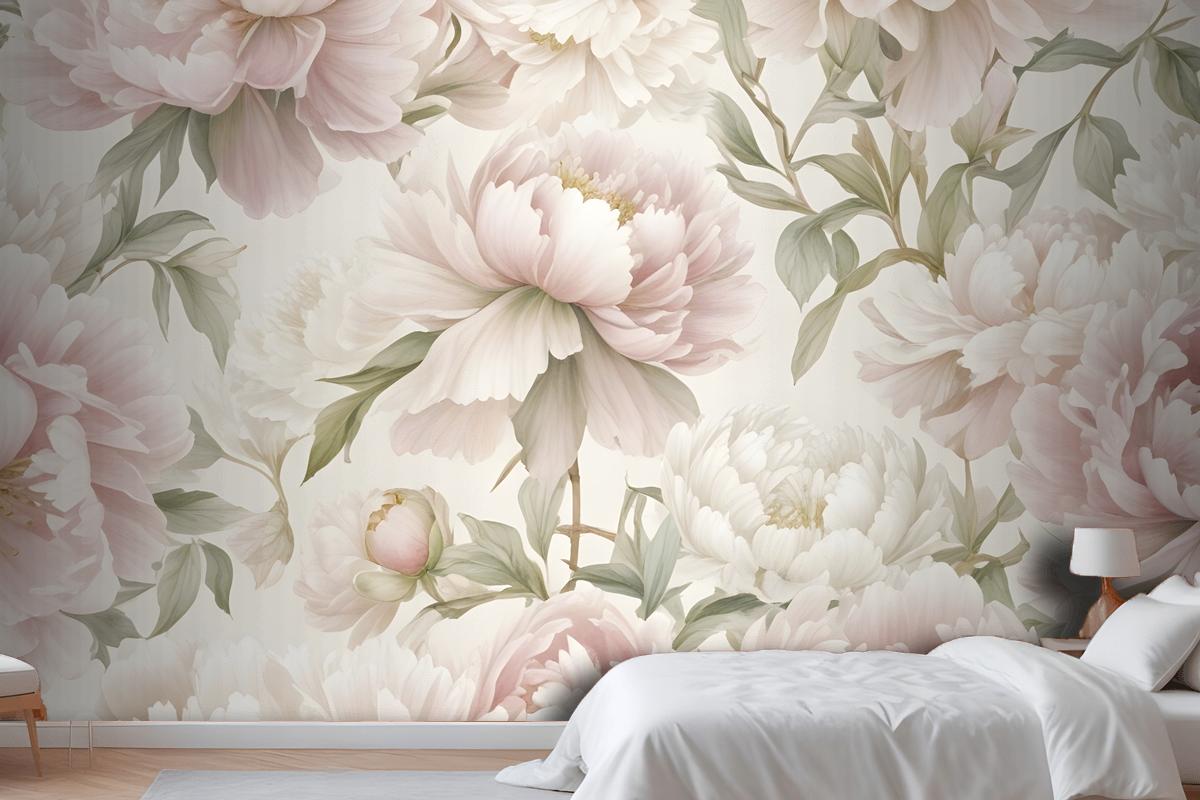 Closeup View Of A Floral Pattern Featuring Large Wallpaper Mural