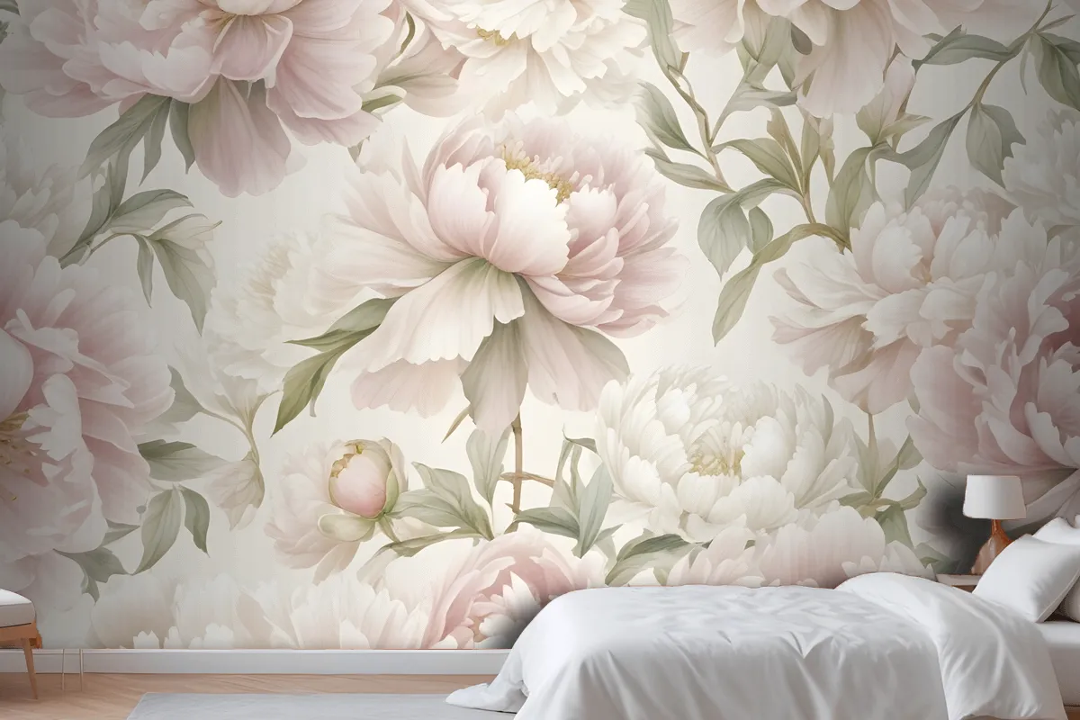 Closeup View Of A Floral Pattern Featuring Large Wallpaper Mural