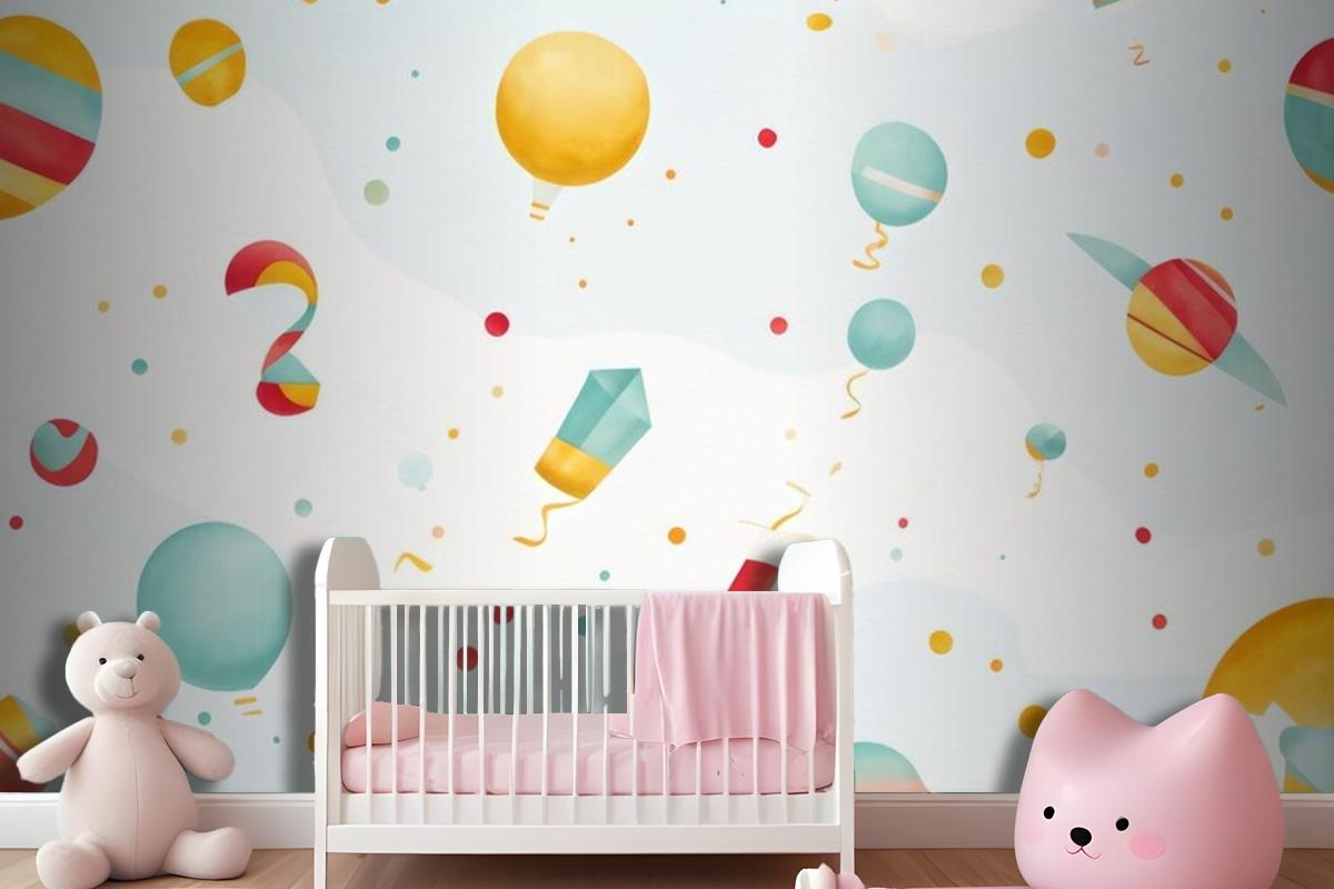 Colorful Balloons With Flags Colorful Balloons With Flags Wallpaper Mural