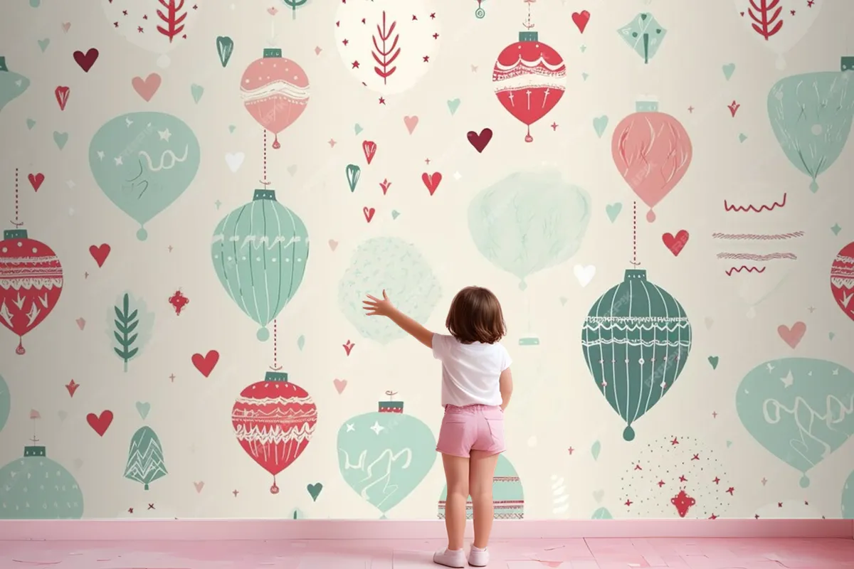 Colorful Christmas Seamless Pattern Wallpaper Mural