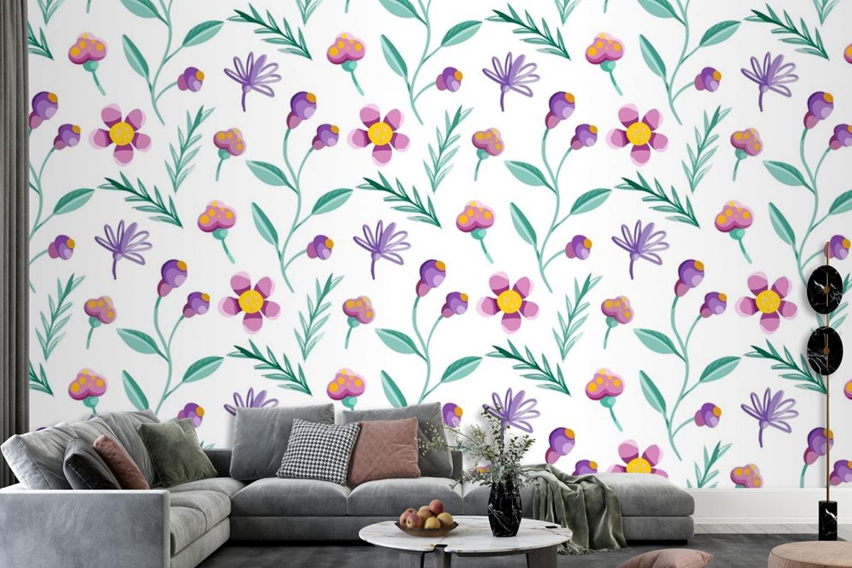 Colorful Floral Pattern Wallpaper Mural