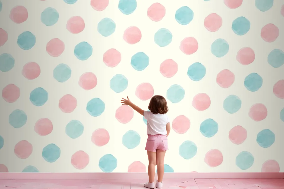 Colorful Geometric Seamless Pattern Girl Wallpaper Mural