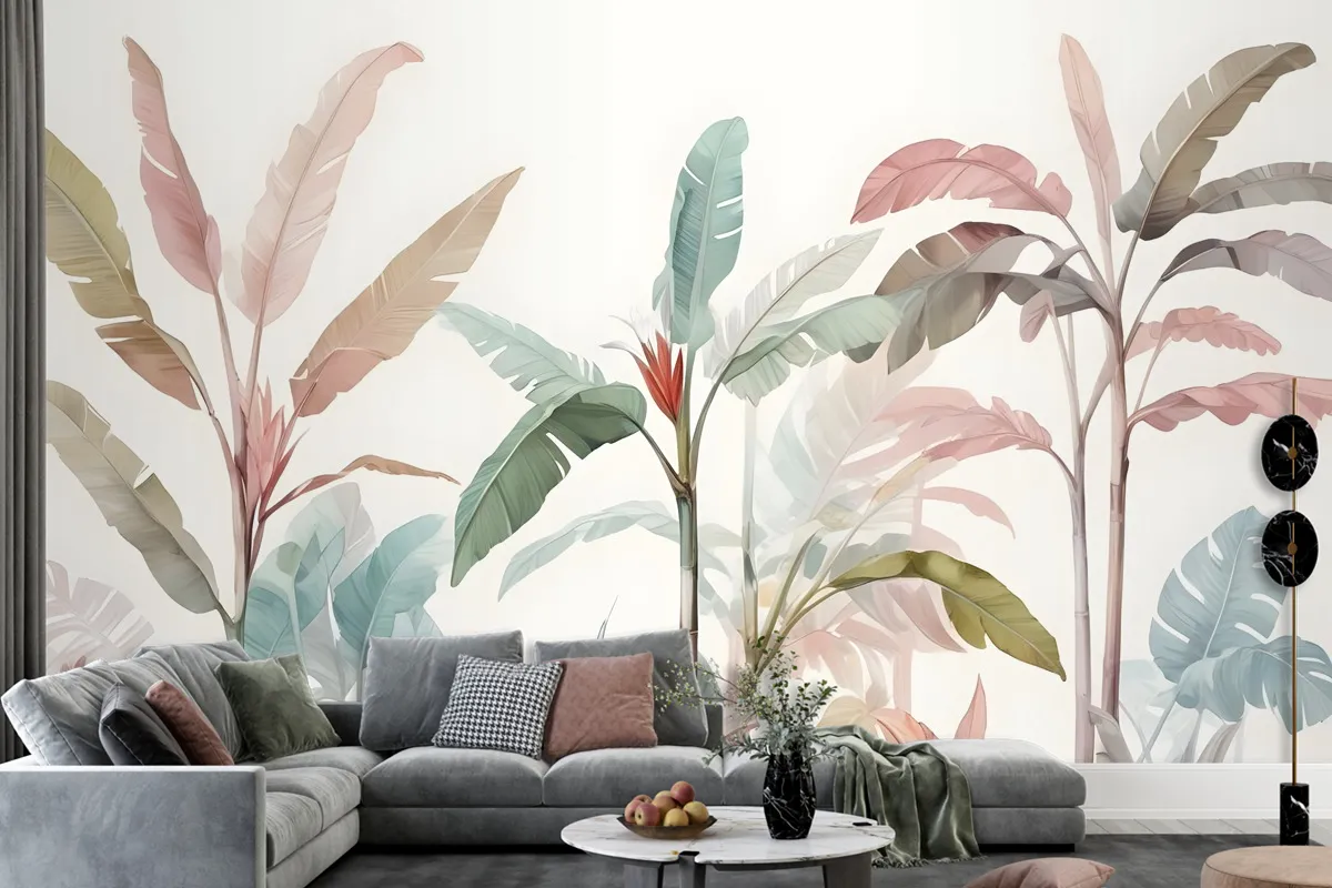 Colorful Tropical Banana Tree Wallpaper Mural