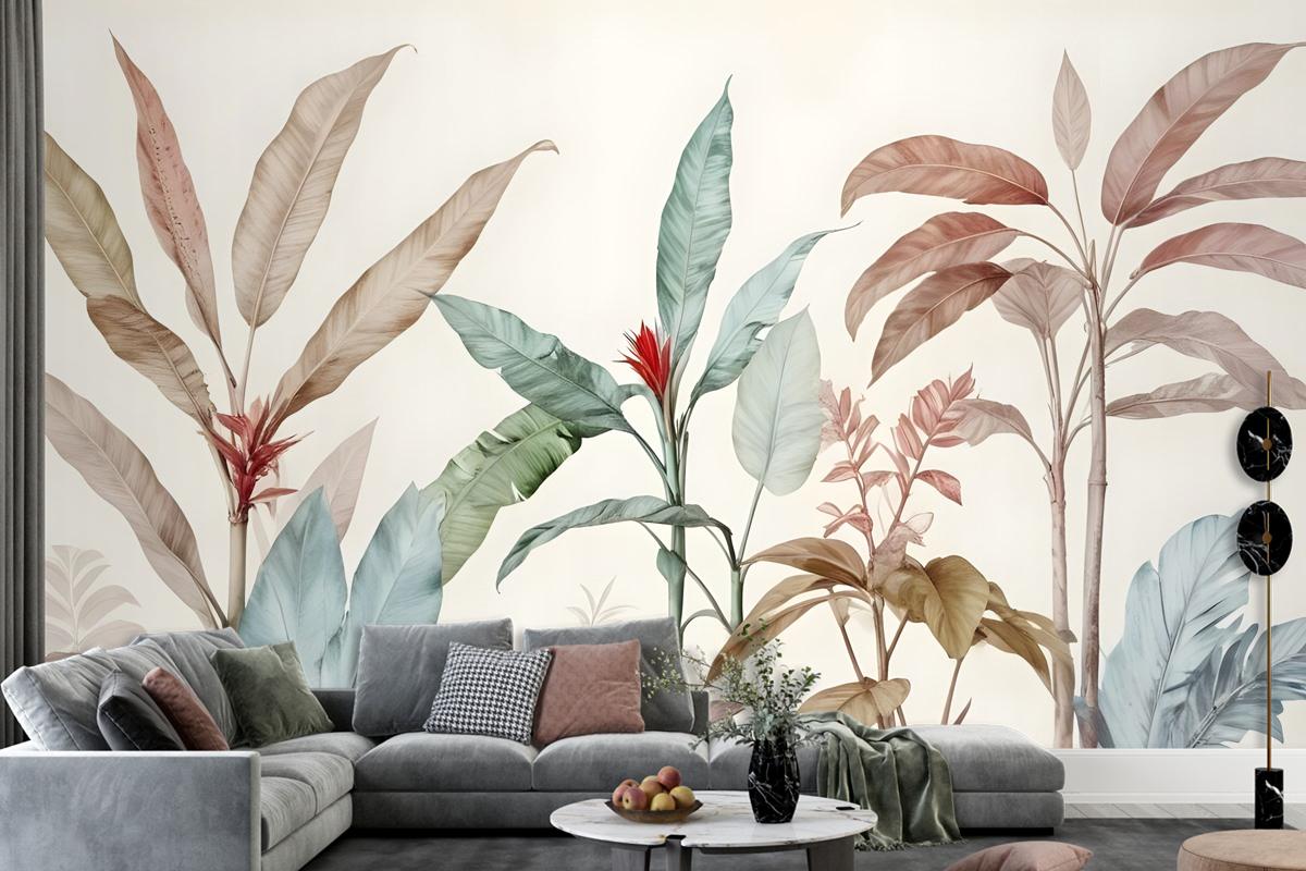 Colorful Tropical Banana Tree Wallpaper Mural