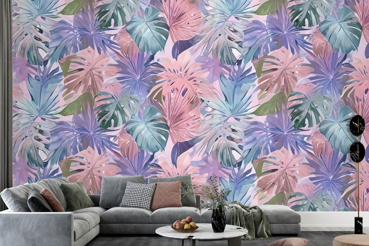 Colorful Tropical Leaf Wallpaper Mural