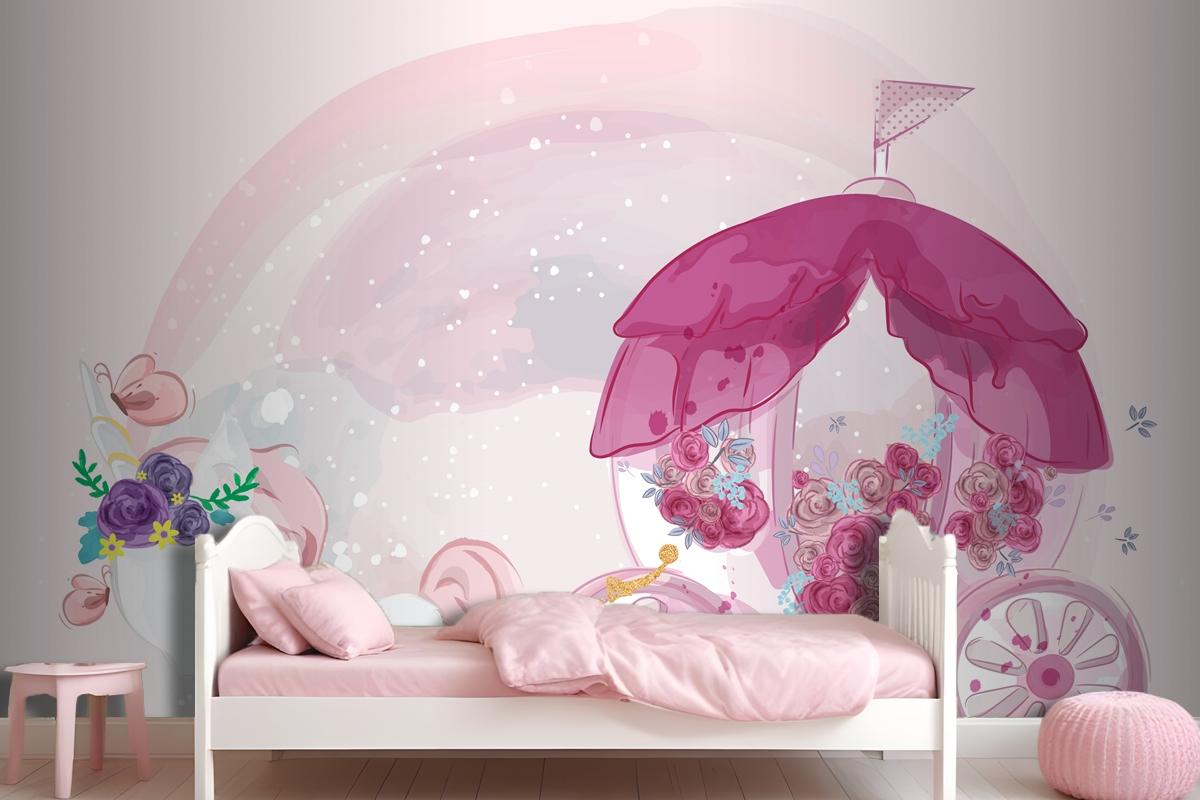 Cute Baby Unicorn Hand Drawn In Sweet Watercolor Style Wallpaper Mural