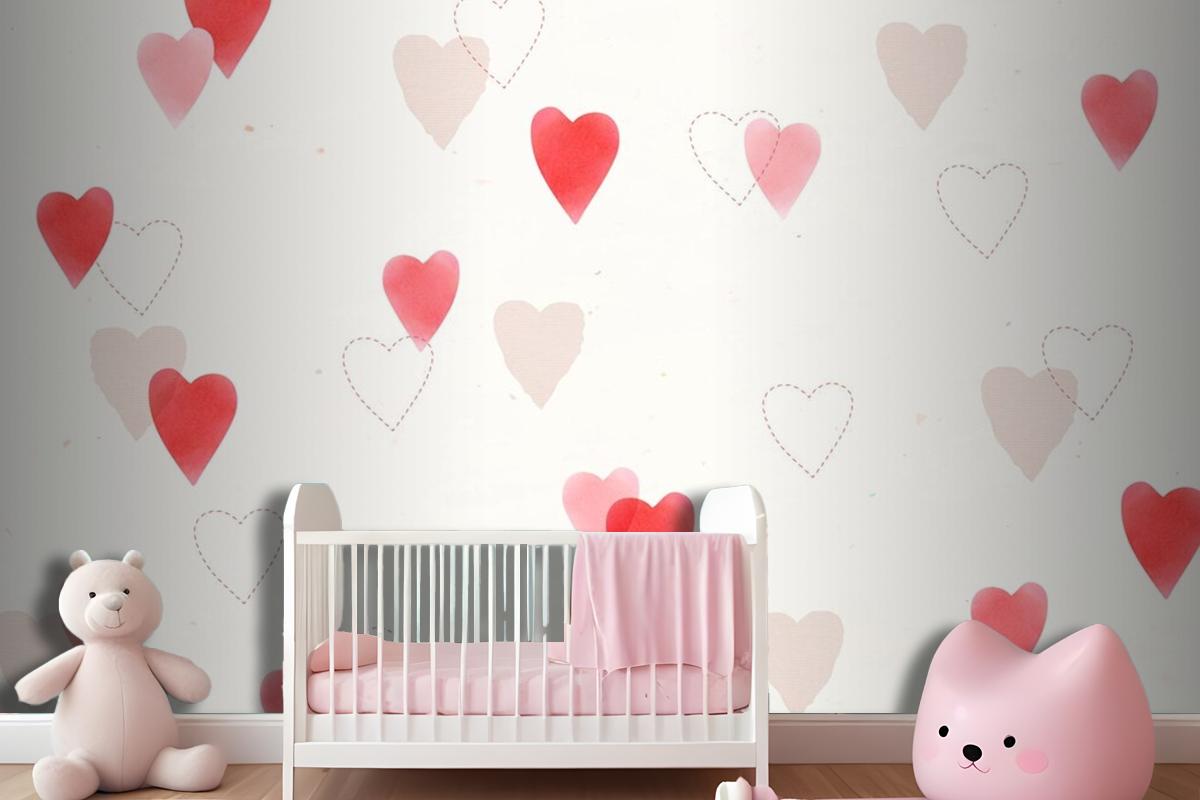 Cute Love Pattern Background Wallpaper Mural