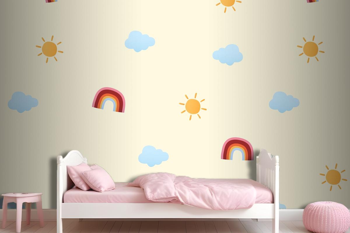 Cute Weather Pattern Background Wallpaper Mural