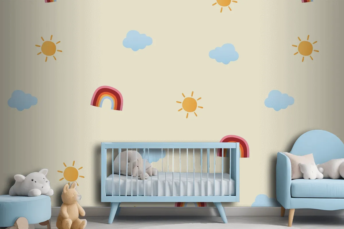 Cute Weather Pattern Background Wallpaper Mural