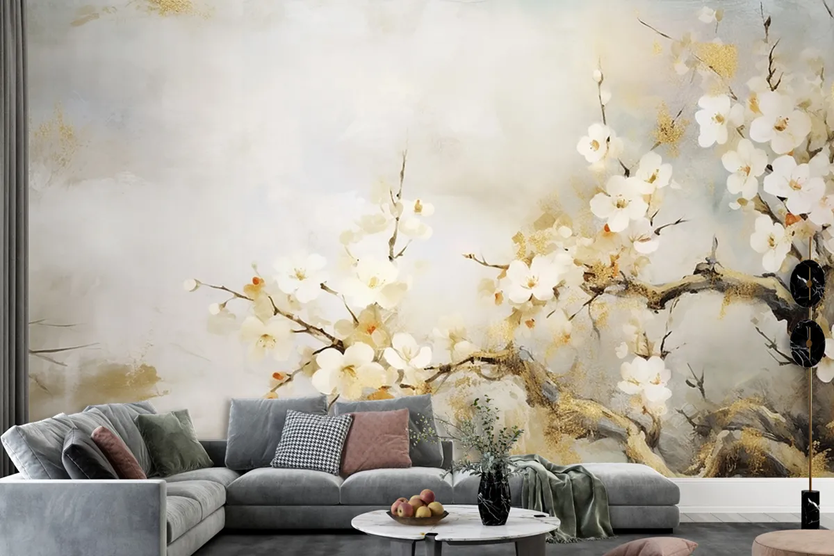 Modern Abstract Art Watercolor Floral Wallpaper Mural