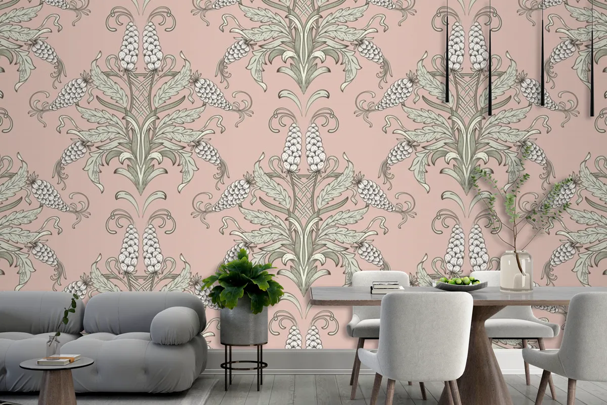 Damask Seamless Emboss Pattern Background Wallpaper Mural