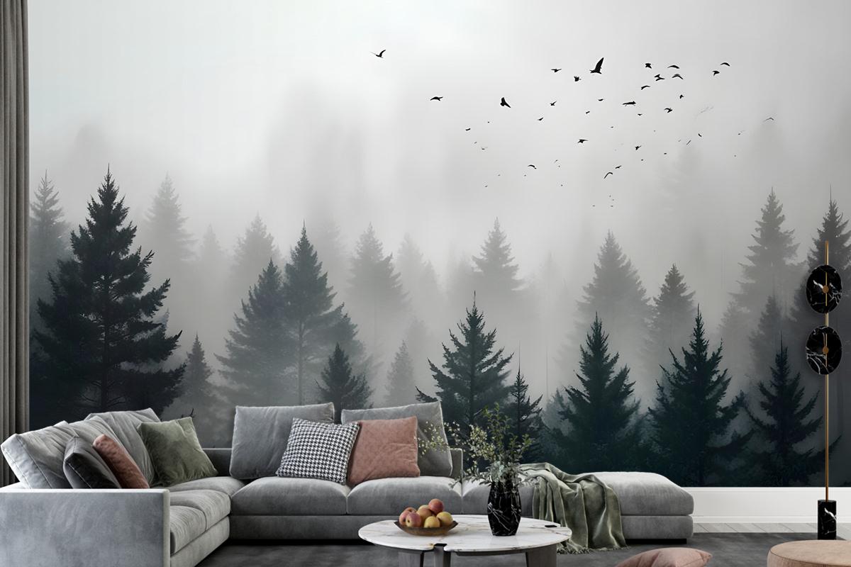 Dark Forest Misty Landscape Wallpaper Mural