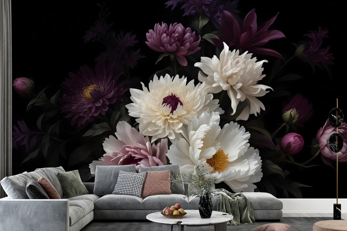 Dark Garden Florals Wallpaper Mural