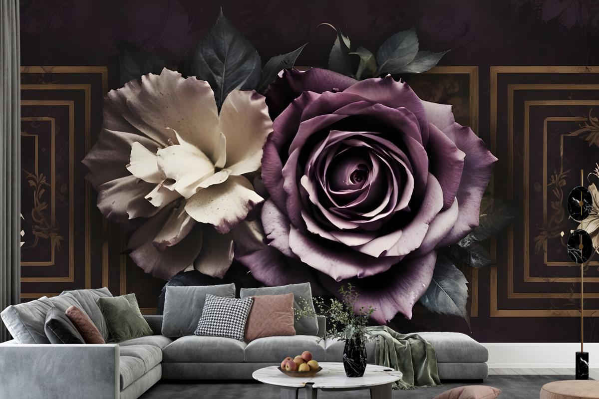 Dark Rose Floral Wallpaper Mural