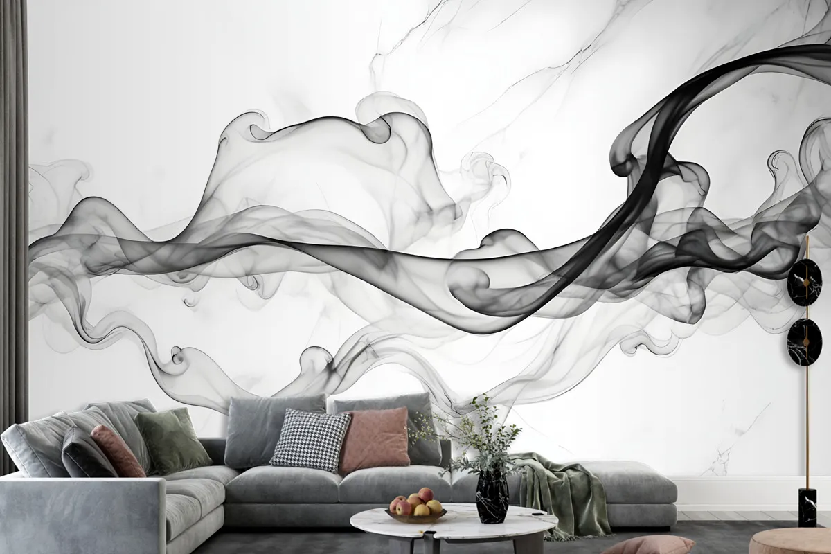 Dark Smoke With Marble Pattern Wallpaper Mural