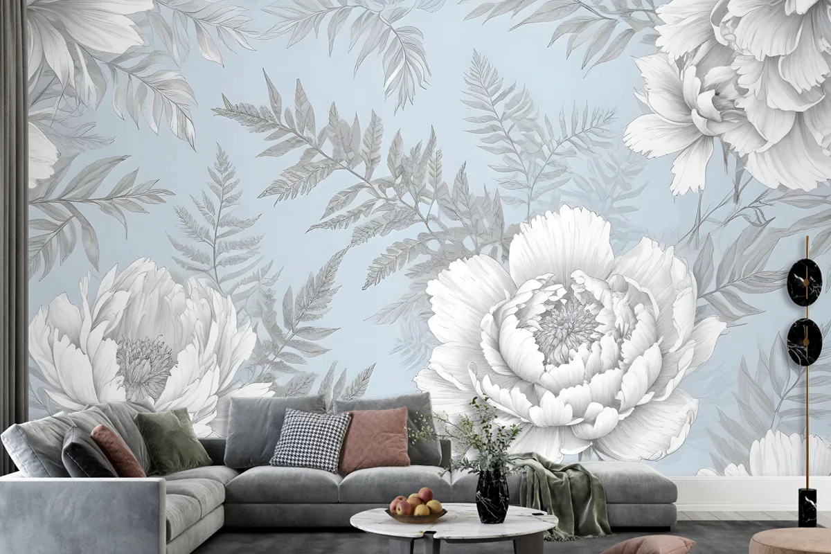 Drawing Floral Bouquet Art Wallpaper Mural