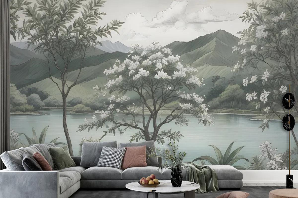 Dreamy Tropical Dark Forest Scene Wallpaper Mural