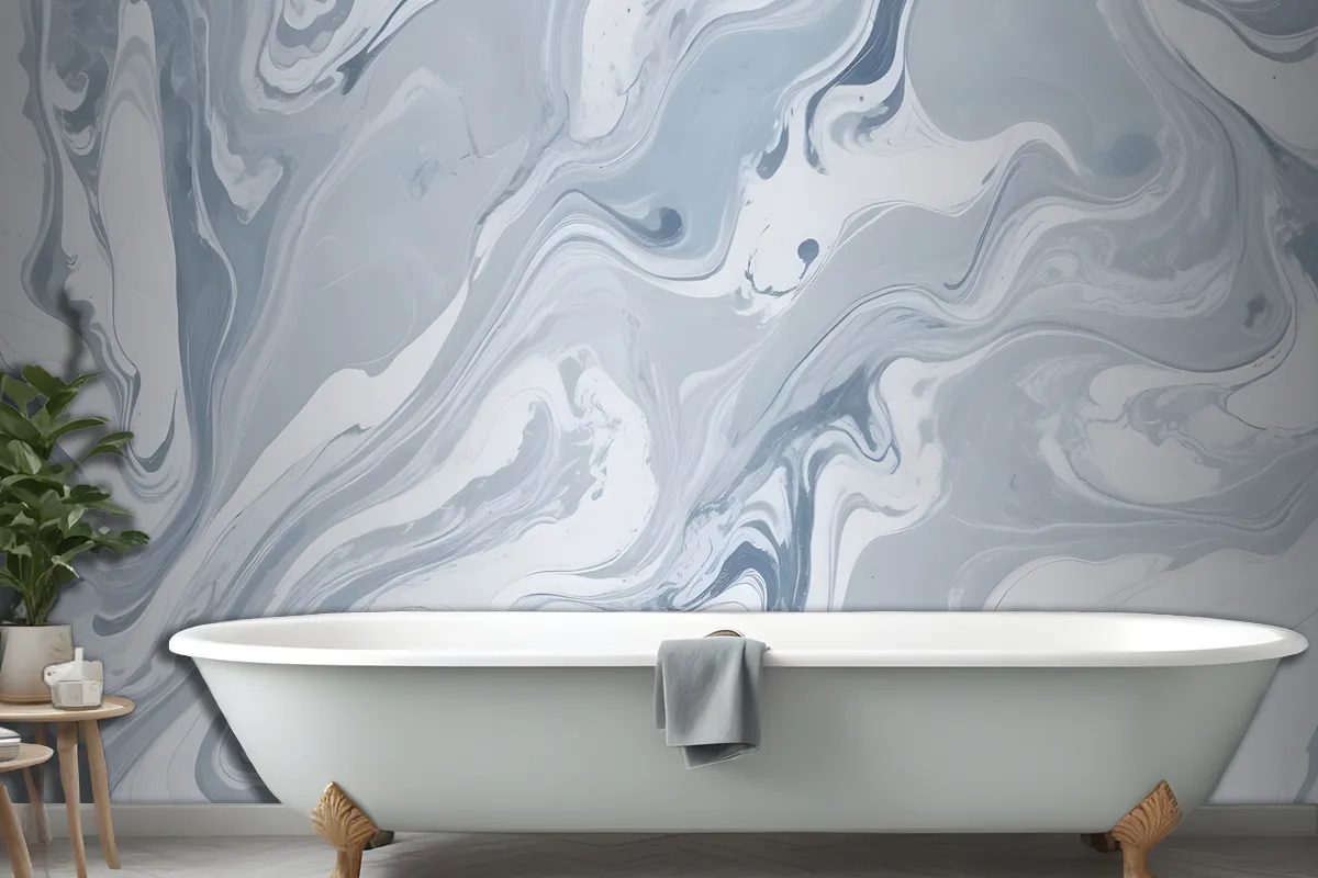 Drift Blue Marbled Wallpaper Mural