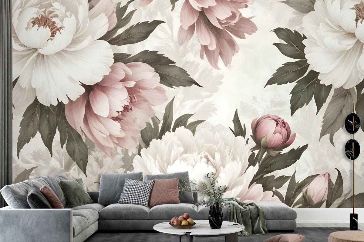 Dutch Pink Peony Floral Wallpaper Mural