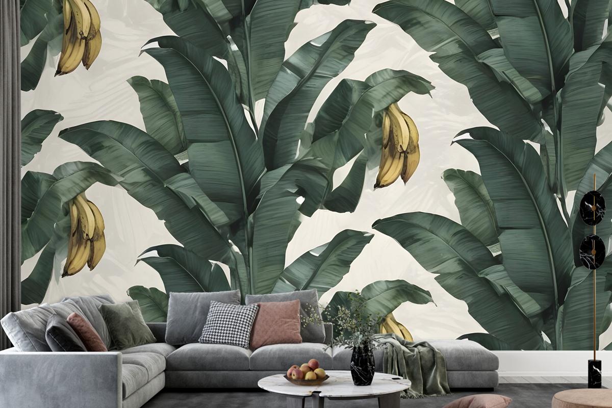 Exotic Banana Leaf Pattern Wallpaper Mural