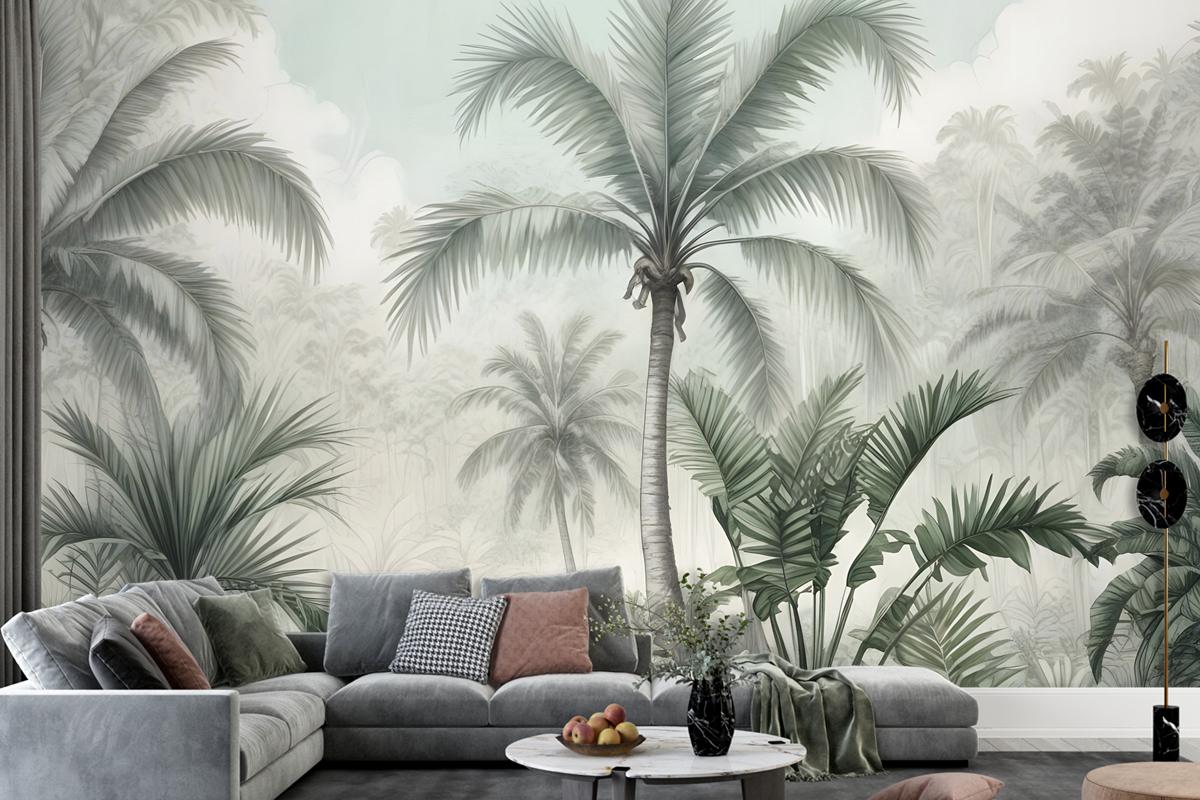 Exotic Palm Tree Landscape Wallpaper Mural