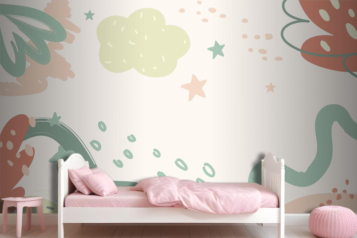 Flat Design Baby Shower Template Wallpaper Mural