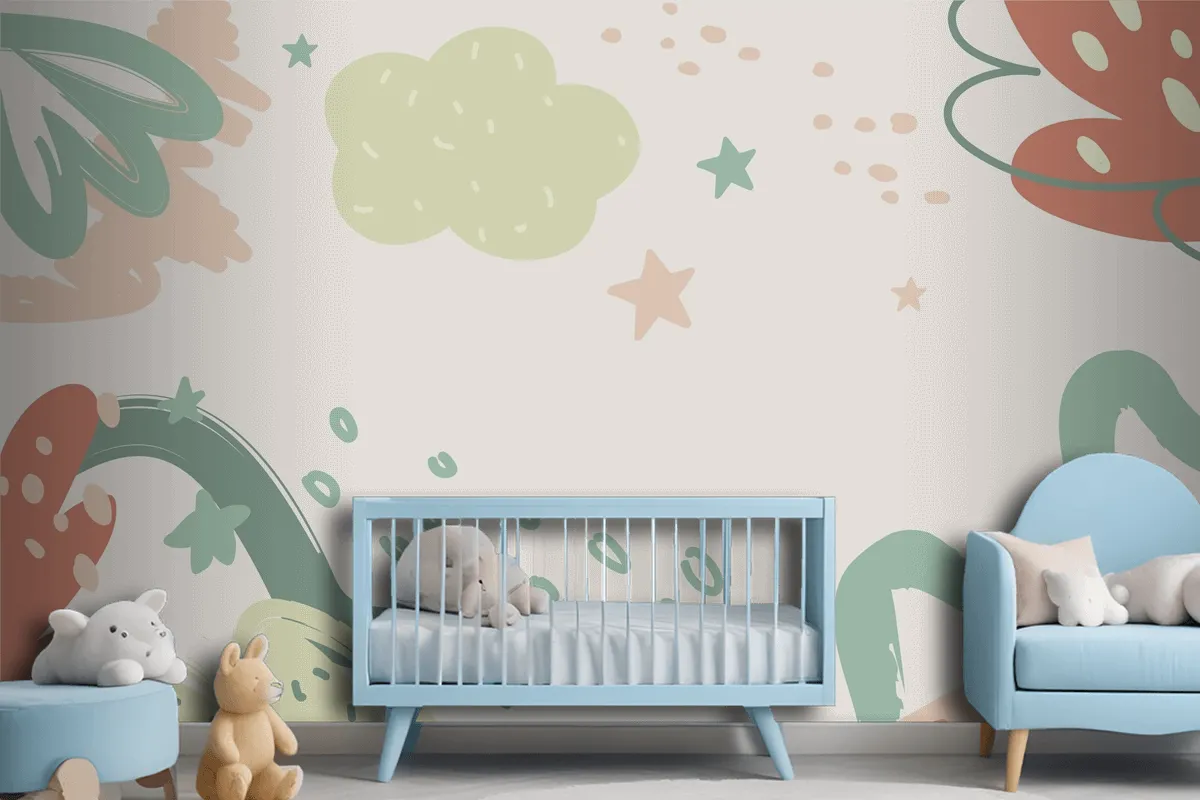 Flat Design Baby Shower Template Wallpaper Mural