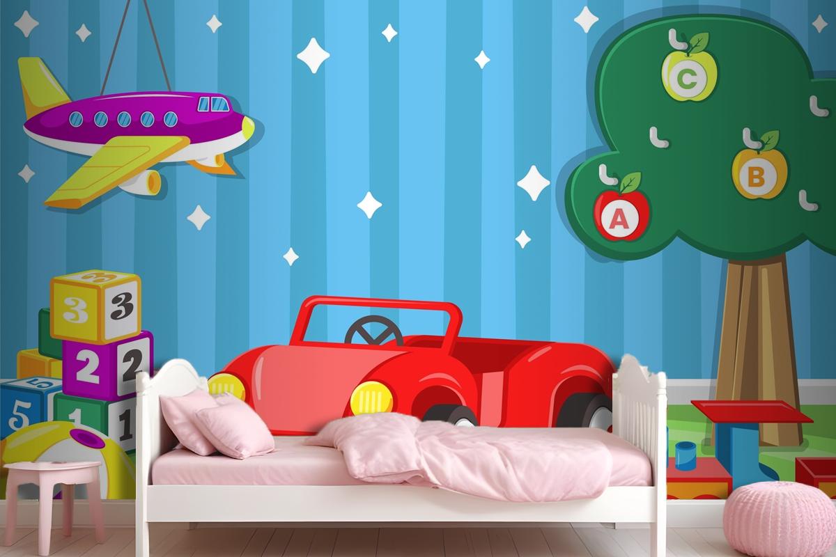 Flat Design Christmas Toys Boys Wallpaper Mural