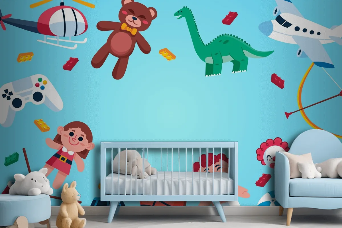 Flat Design Christmas Toys Wallpaper Mural