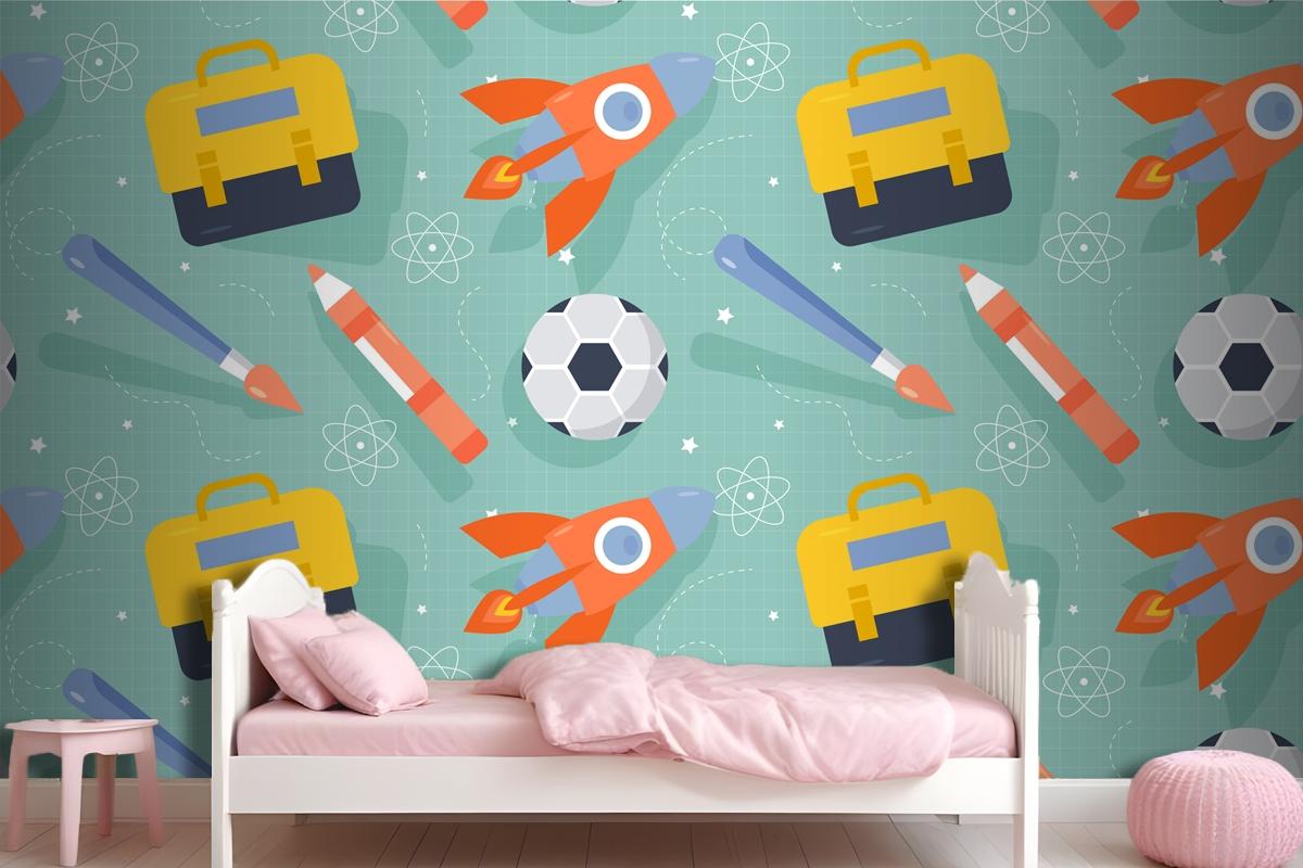 Flat Pattern Design For Back To School Wallpaper Mural